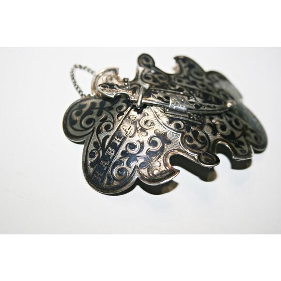 c1900 Antique Imperial Russian 84 Silver Niello Sash Buckle main image 9
